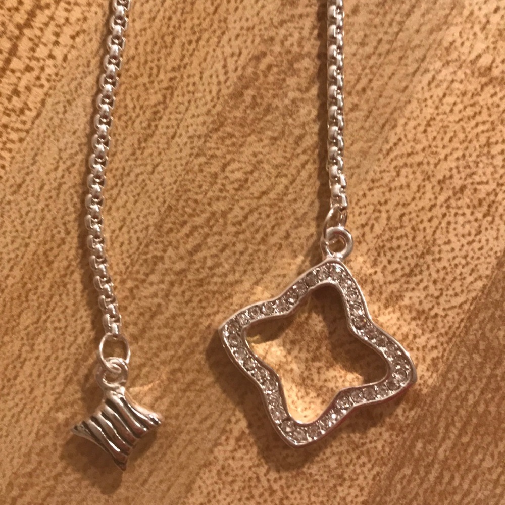 Silver tone & CZ lariat necklace - Picture 5 of 5